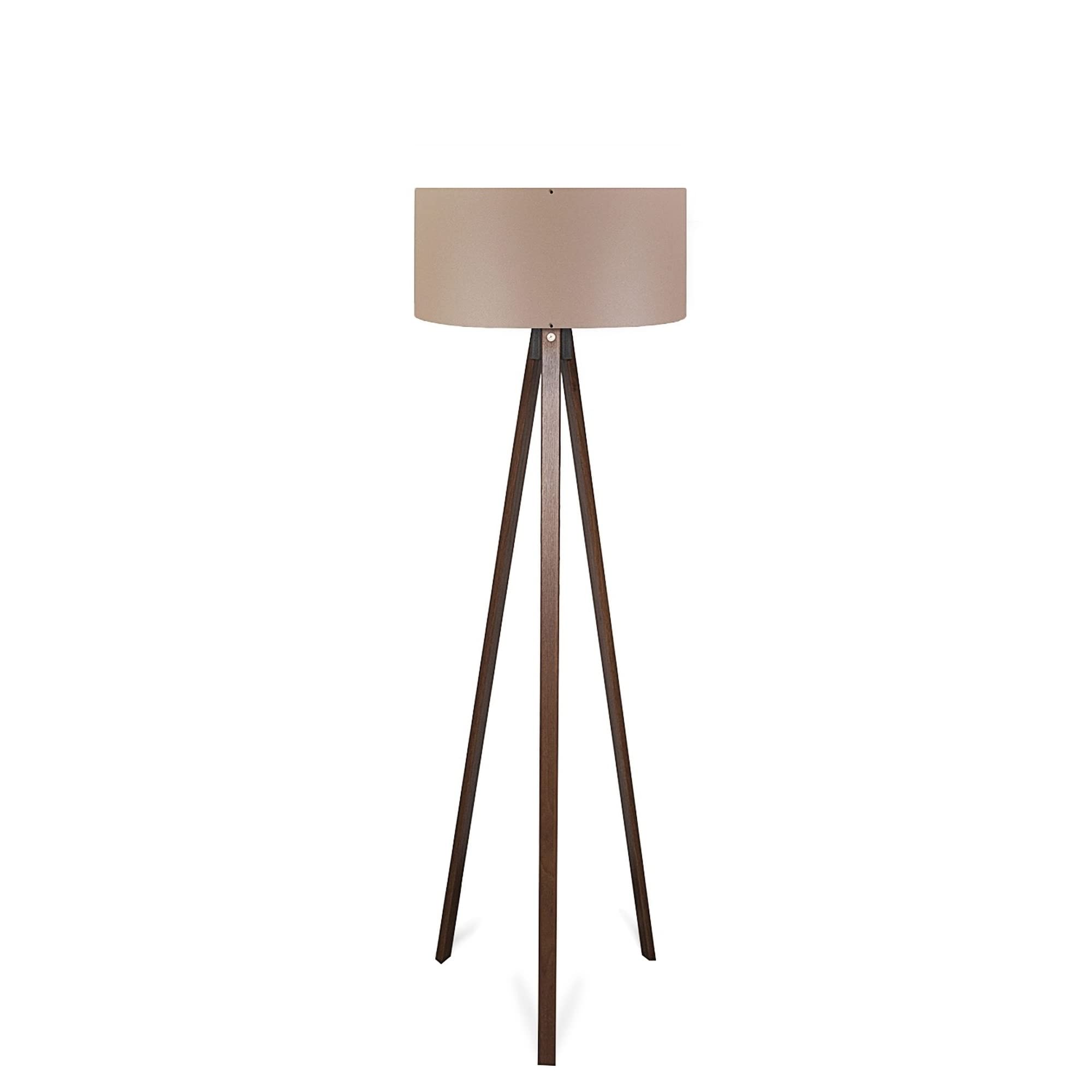 Lámpara de pie trípode oscuro con pantalla 100% mdf, marrón, colección Tanganica, 38x38x140, casquillo E 27 Max 60 W