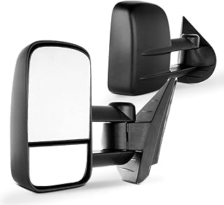 SCITOO Towing Mirrors for Chevy for GMC Exterior Accessories Mirrors 2008-2013 for Silverado for Sierra 1500 2500HD 3500 (Fit 07 New Body Style) Convex Glass Manual Controlling Telescoping Folding