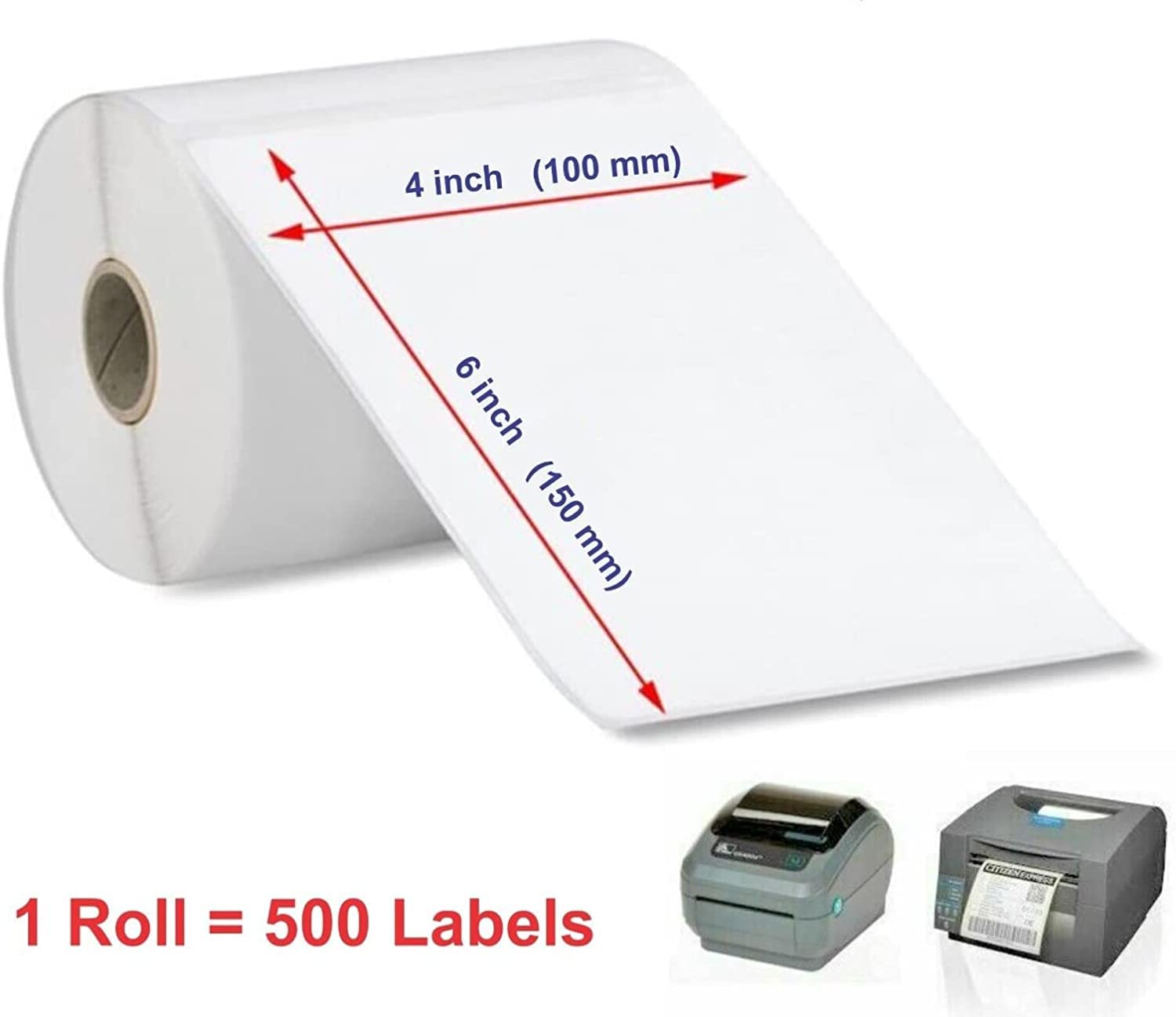Etichetta termica per stampante per etichette 4x6 1 rotolo (500 etichette) Etichette per pacchetti di spedizione diretta termica compatibili tutte le stampanti per etichette 4 × 6 impermeabili a