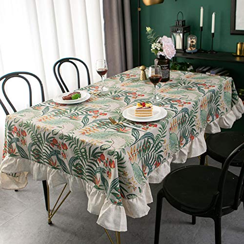 rismart Ruffle Square Linen Table Cloth Cover Tablecloth for Tabletop Desk Adornment Multicolour 140 x 260 cm - Image 2