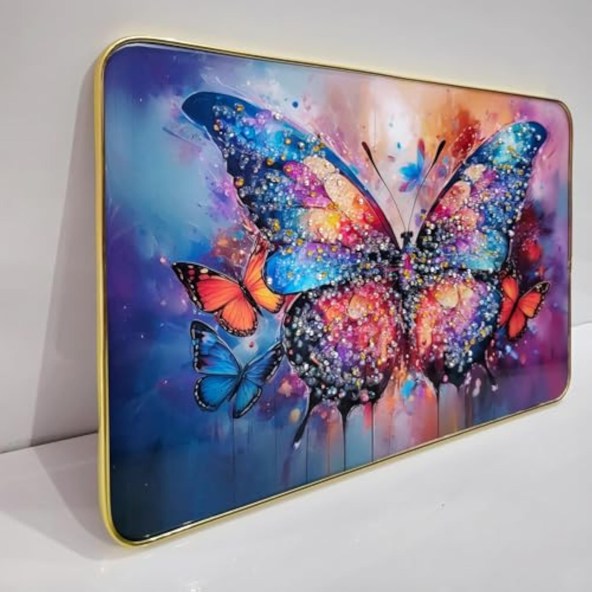 Decorative Butterfly Wall Painting with Crystal Embedded High Gloss Surface