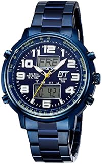 ETT Eco Tech Time Funk Solar Weltzeit Herren Uhr Chronograph mit Edelstahl Armband EGS-11445-32M