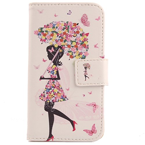 Lankashi PU Etui Cuir Coque Case Housse Flip Protection pour Wiko Iggy Umbrella Girl Design