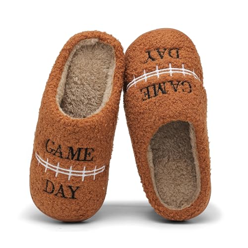 INMINPIN Women Men Ball Sports Slippers Soft Curly Plush House Shoes Cozy Bedroom Slippers Indoor Outdoor with Non Slip Sole for Sports Fan