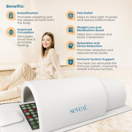 Image of Near-Zero-EMF Infrared Sauna Dome - 1300W Full-Body Heat | Integrated Jade Stones | Head-Out Home Sauna (White)