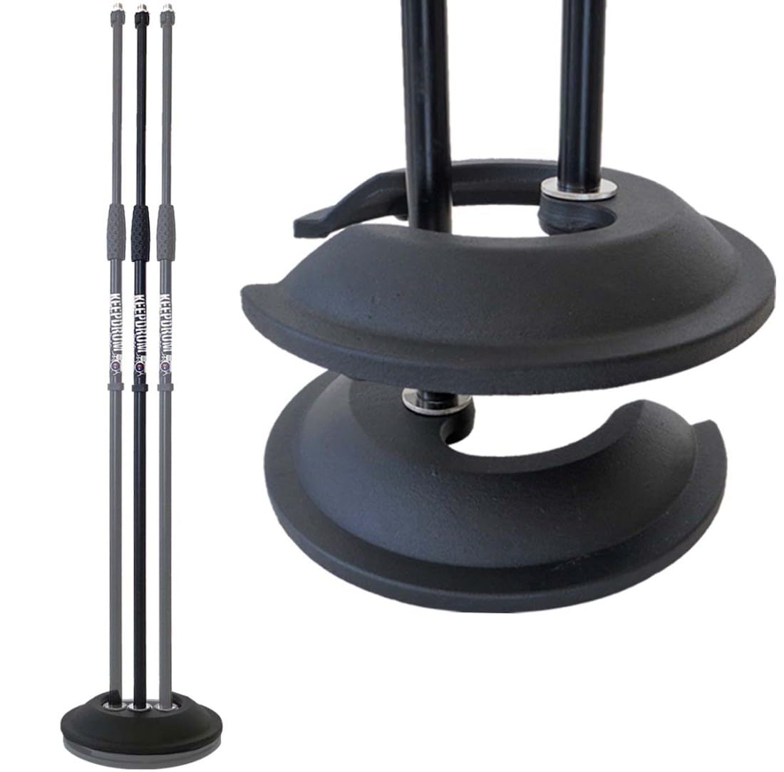 keepdrum MS096 Mikrofonständer gerade mit Guss-Rundsockel + MSA067 Galgen-Mikrofonarm zum Anbringen von Mikrofon/Tablet/Handy-Halterung
