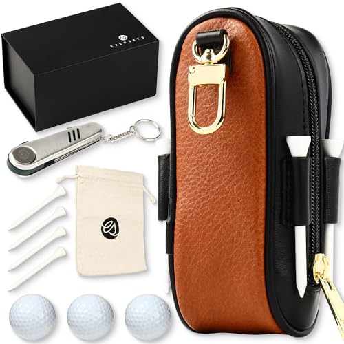 Eversets Luxury Golf Gift Set — Vegan Leather Case, 3 Balls, Tees, Divot Tool &Amp; Bag With Hook | Tournament Prize, Corporate Gift, Birthday For Men &Amp; Women