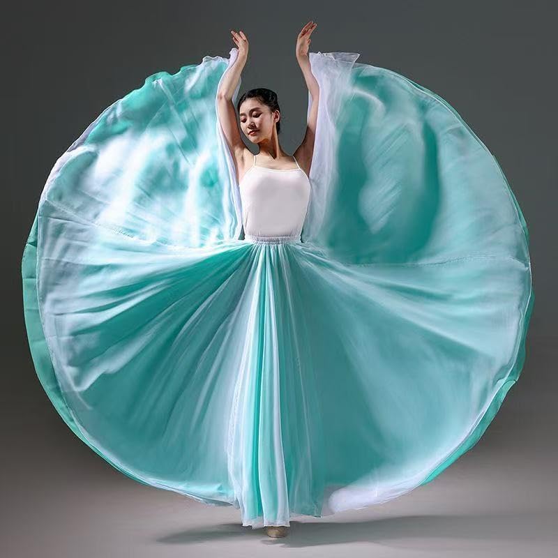 HEARTTOUCH Women's Fairy Lyrical Dance Skirt Double Side Modern Ballet Swing Skirts Dance Dress for Performance Photography