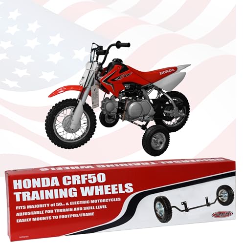 Image of Hardline Products Wheels for Tots training wheels for a Honda CRF50F