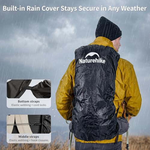 Naturehike Rock 2.0 Upgraded 30/45/60 l plecak z wewnętrzną ramą, plecak trekkingowy dla mężczyzn i kobiet, z pokrowcem przeciwdeszczowym, plecak trekkingowy, na kemping, podróże, wędrówki z plecakiem