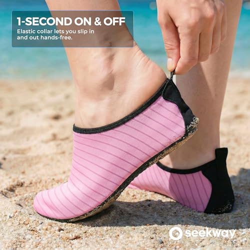 Image of SEEKWAY Water Shoes Women Men Adult Quick-Dry Aqua Socks Barefoot Non Slip for Beach Swim River Pool Lake surf Black SK002(U)