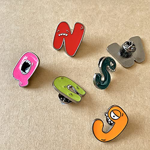 Image of 26pcs Initial Letter Enamel Pins A-Z Cartoon Alphabet Brooch Pin Lovely Lapel Pin Badge Jewelry for Backpacks Jackets