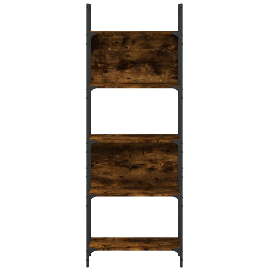 Générique Regał 5 poziomów wędzony dąb 60,5x24x166,5 cm | Stal malowana proszkowo, drewno inżynieryjne, otwarte półki, mocowanie ścienne w zestawie