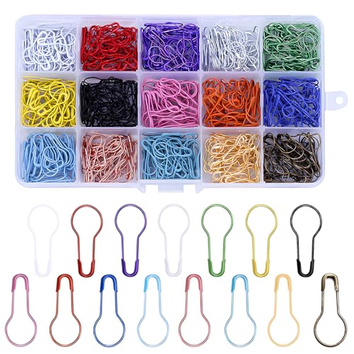 iJiZuo 450 STK Birne Pins, 15 Farben Calabash Pin Metall, Mehrfarbige Metall Pins für Kunsthandwerk, Safety Pins für DIY Fertigkeit Herstellung und Kleidung