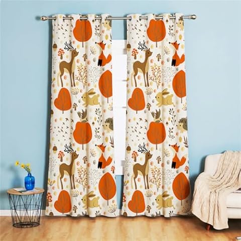 Koudi Cartoon Forest Animals Blackout Curtains Cover