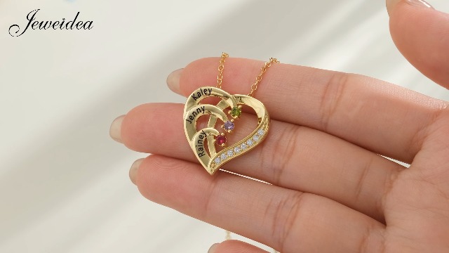 Collana Personalizzata Con Nome E Pietra Natale In Argento 925: Gioiello Cuore Unico Per Mamma O Nonna