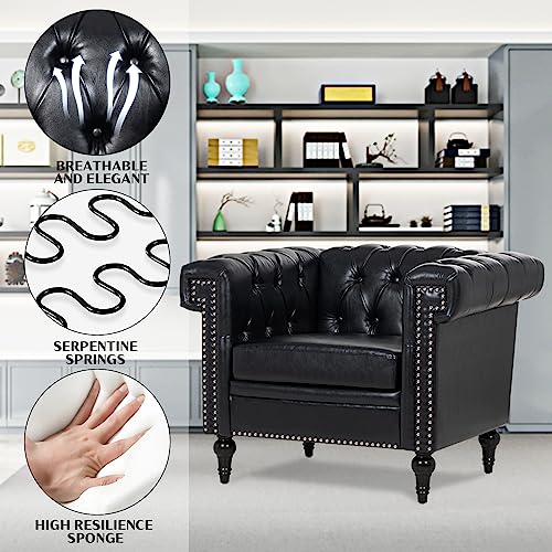 Sillón Chesterfield Plegable Negro miniatura 4