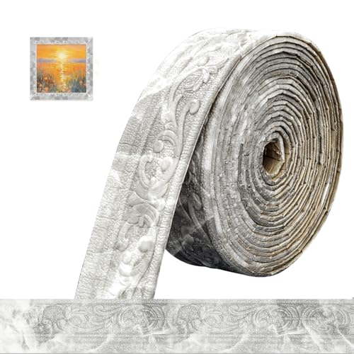 Bordüre Selbstklebend 3D Stuckleisten Wand - 10m x 8cm x 5mm - Zierleisten Selbstklebend, Wasserdicht Wandbordüre,Leisten Selbstklebende,Roll Border Trims für Ecken Linien Decken Dekoration,Marmorgrau