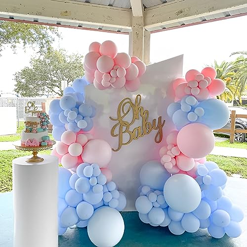 Image of Voircoloria 110pcs Light Blue Balloons 12inch Baby Blue Latex Party Balloons for Boys Girls Birthday Party, Baby Shower, Wedding, Gender Reveal, Baby Shower, Anniversary Party Decorations