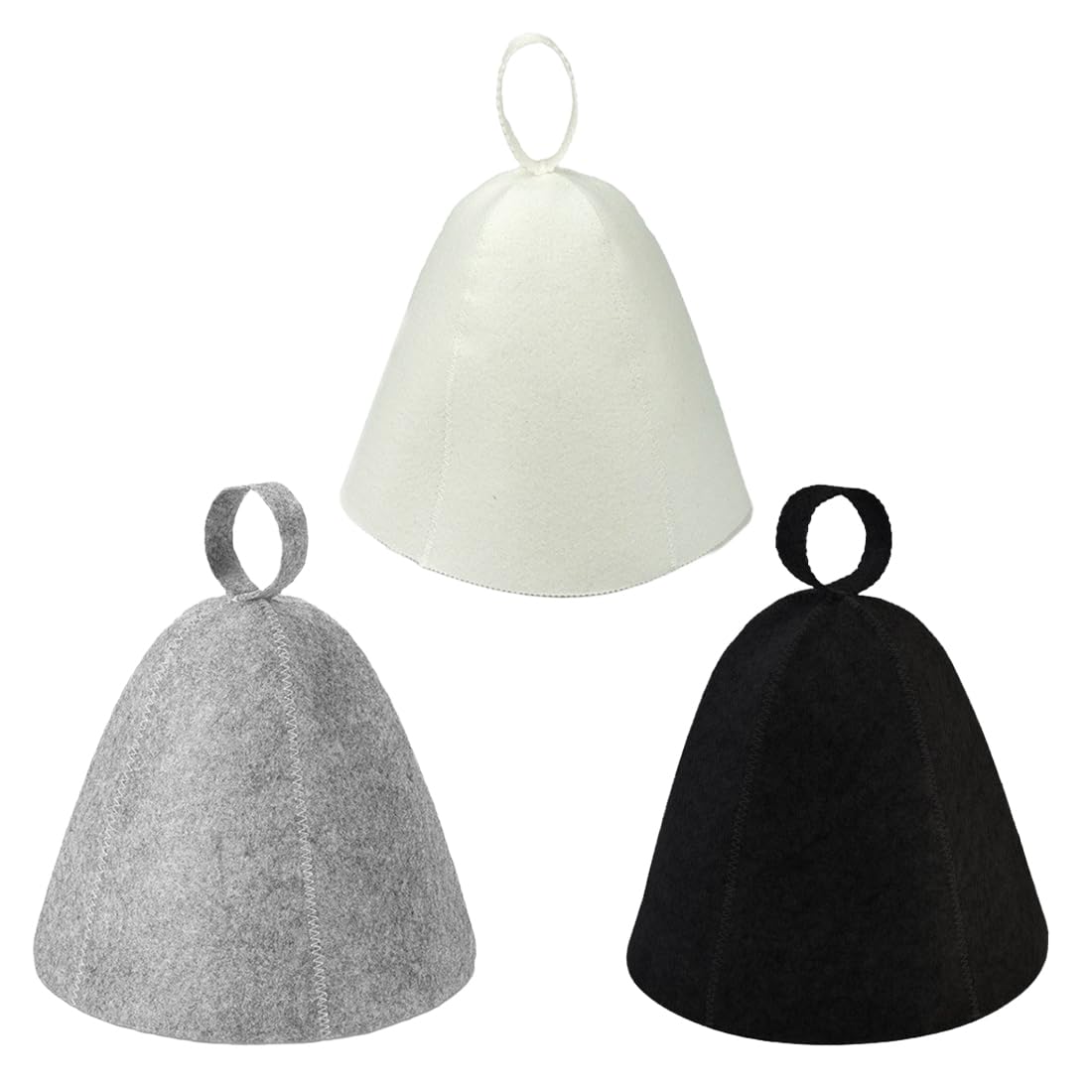 Chapeau Sauna en Feutre 3 Pièces, Bonnet Sauna 2 Pièces, Anti-Chaleur Casquette de Bain Vapeur pour Homme Femme (Gris, Noir, Blanc)
