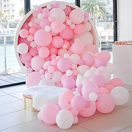 Image of Voircoloria 110pcs Light Pink Balloons 12inch Pastel Pink Latex Party Balloons for Boys Girls Birthday Party, Baby Shower, Wedding, Gender Reveal, Baby Shower, Anniversary Party Decorations