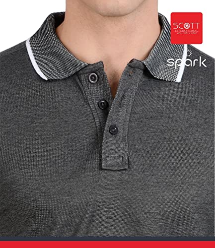 Image of Scott International Spark Polo T-shirts for Men - Bird Eye Collar neck, Half Sleeves, Cotton, Regular Fit, Stylish Branded Solid Plain tshirts for Boys