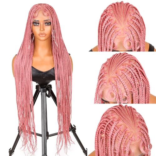 SUPERNOVA Pink Colored Full Lace Braided Wig Special Top Design