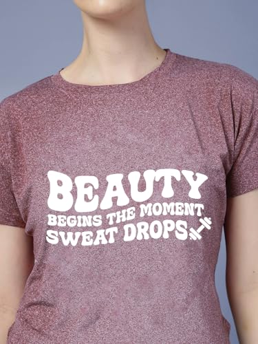 Image of CHKOKKO Womens Stylish Activewear Quick Dry Lightweight Breathable Printed Round Neck Half Sleeve Regular Fit Gym T Shirt for Sports Yoga and Training