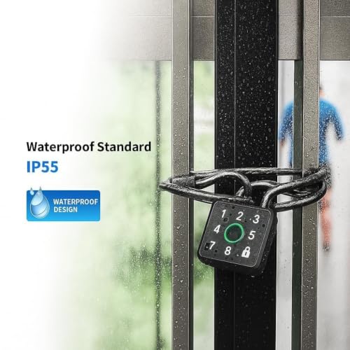 Image of AERYS Smart Lock Fingerprint & Password Padlock with 1 Year Warranty, | 5-Way Unlock | Lock for Gym, Office, Home, Luggage, Gate - Waterproof & Long Battery Life