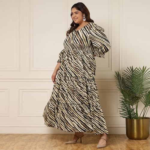 Image of DEEBACO Women's Rayon Wrap Fit and Flare V-Neck Maxi Dress for Woman Festive Fancy|Casual Outfit|Trending Stylish Long One Piece Dresses Women Western (Multicolor)