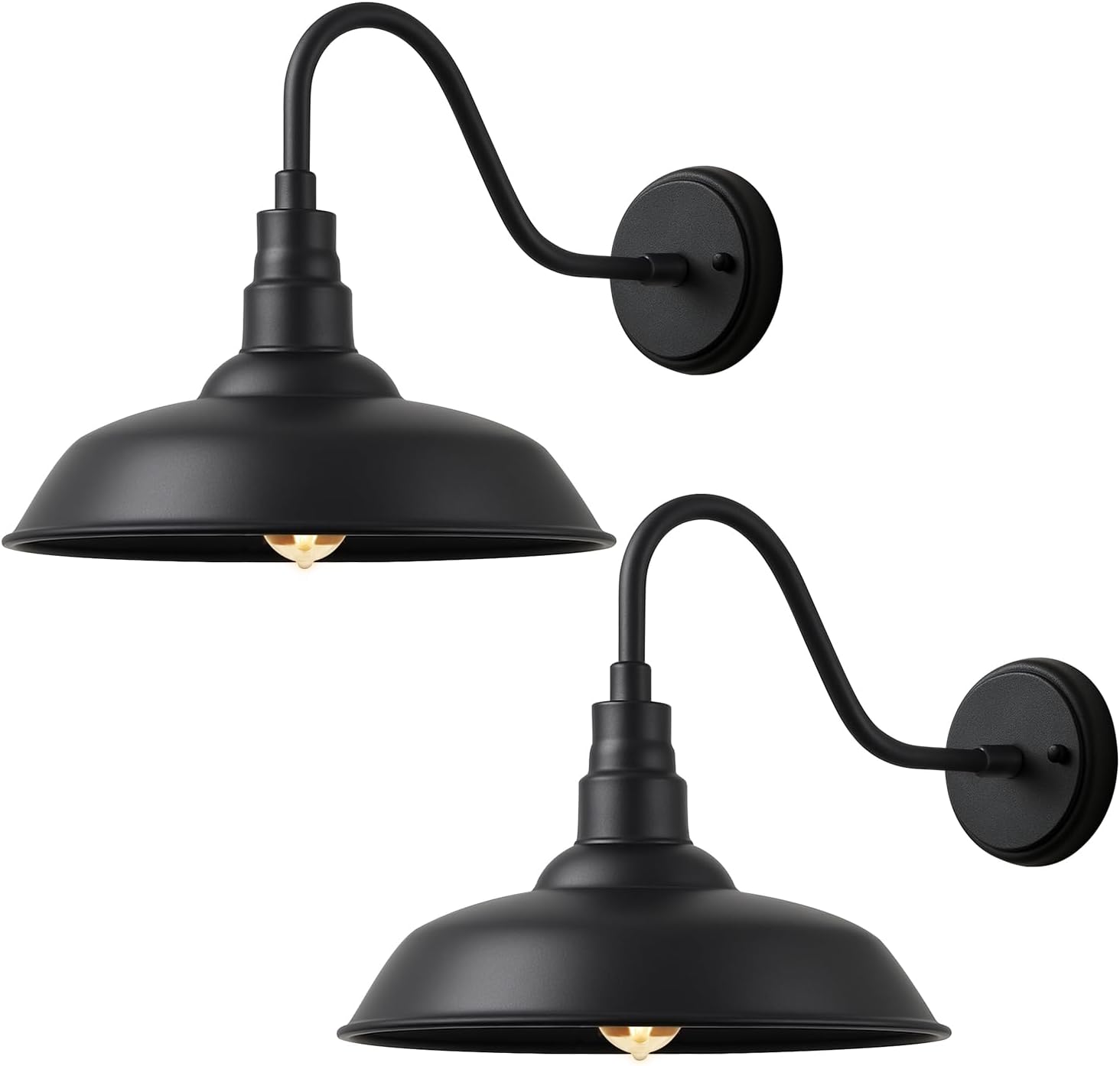 14" Outdoor Barn Gooseneck Light, Large Classic Farmhouse Barn Light Fixture, Suitable for Garages, Porches, Entrances, Farmhouse Exteriors, Shopfronts, and Signage Lighting, 2-Pack