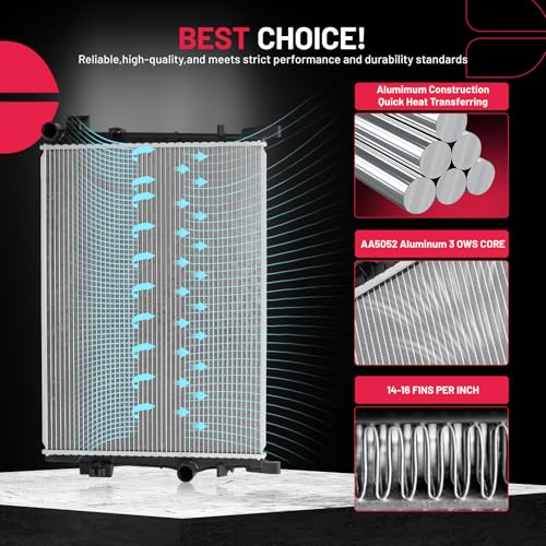 Image of BDFHYK CU13084 Aluminum Radiator for Dodge Journey 2009-2020, 2.4L 3.5L 3.6L, 16mm Core, Replaces DPI13084 13084