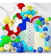 153 Pieces Paw Balloons Garland Arch Kit Paw Print Balloons Red Yellow Blue Balloons Puppy Balloo...