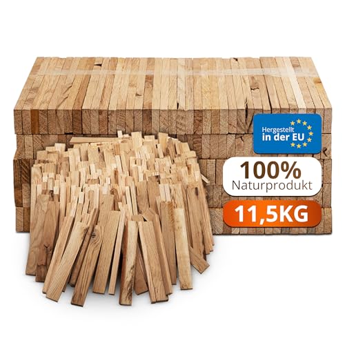 Aleko Parkett Premium Anzündholz aus Eichenholz 11,5 kg – Kamin- & Grillanzünder – getrocknetes unbehandeltes Brennholz mit geringer Holzfeuchte – sofort entzündbar für Grill, Kamin & Ofen, RXZ11