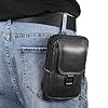 Hwtcjx Mobile Phone Belt Bag, Men's Mobile Phone Belt, Double Pockets, Belt Bag, Men's Genuine Leather Waist Bag, Men's Bags with Belt Loop, Shoulder Bags, Premium Leather Bag (Black) #5