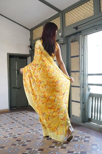 Image of MIRCHI FASHION Saree for Woman Chiffon Floral Printed | Lightweight All-Day Comfortable Women's Sari with Unstitched Blouse Piece (Available in 30 Colors)