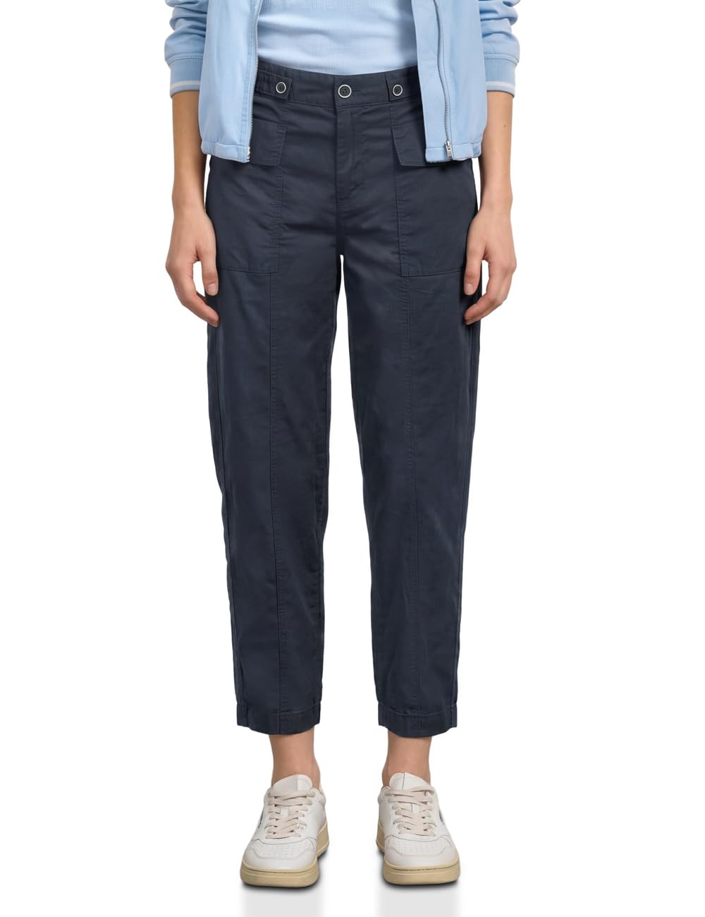 Street One Women's High Waist Barrel Leg Trousers in Casual Fit 3818741, Darkest Blue, 36W x 28L