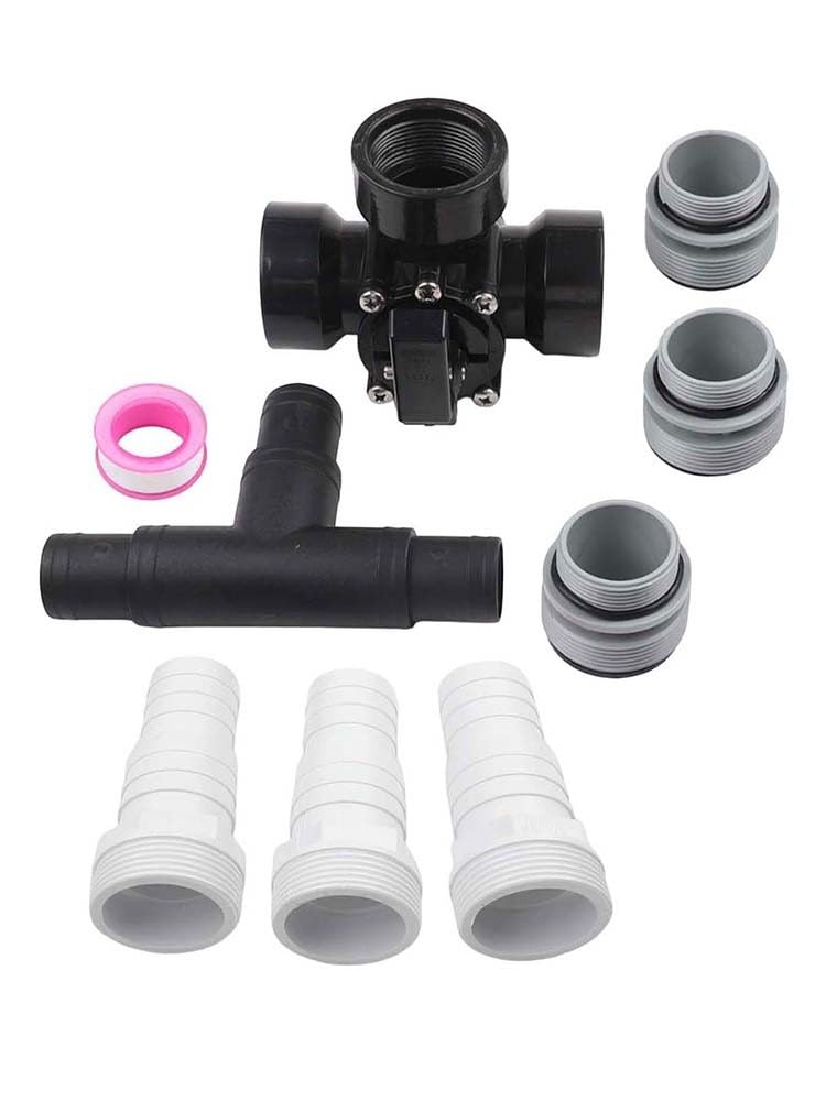 Vanne de dérivation 3 voies de 3,8 cm avec adaptateurs de tuyau, ABS et pompes de piscine hors sol, spas, entrée/sortie de 3,2 cm ou 3,8 cm, kit de 9 pièces