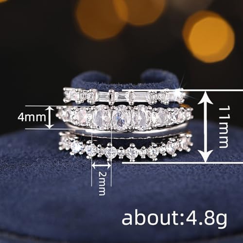 Otxas Dainty Silver Rings Set Size 6-10 Silver Wedding Band Women with Cubic Zirconia Fashion Stackable Rings Non Tarnish Wedding Jewelry 7