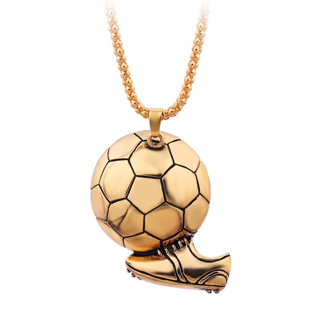PikaLFSoccer Ball Necklace for Men, Soccer Sneaker Pendant Necklace with 23.6” Chain, Soccer Shoe Necklace, Sports Charm Necklace, Football Memorial Jewelry Soccer Gift for Men Boys