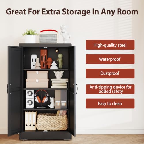Image of PAOFIN 47 inch Black Metal Storage Pantry Cabinet