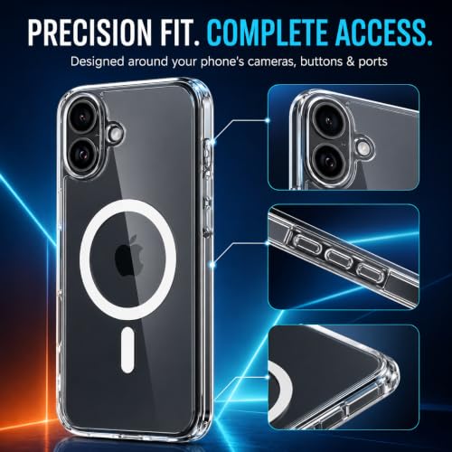 Image of MAGA Back Case Cover for Apple iPhone 17, Crystal Clear Magnetic Case Compatible with MagSafe, Hybrid Hard PC Back & Soft TPU Bumper, Shockproof Protective Cover - Clear