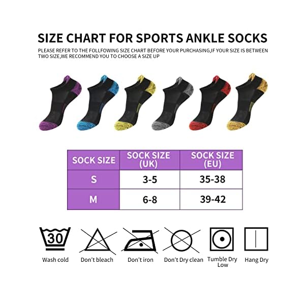 BUDERMMY Sneaker Socken Damen 6 Paar Füßlinge Baumwolle Sportsocken Atmungsaktives Kurz Socken Damen Gepolsterte Laufsocken – Bild 8