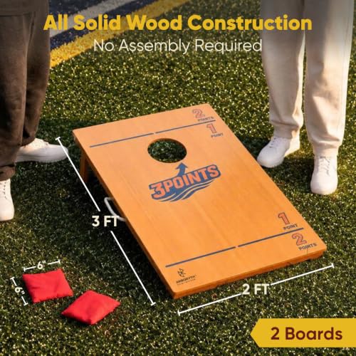 Image of Cornhole Board Set for Adults, Premium Wooden Bean Bag Toss Game with 8 All-Weather Bean Bags, Integrated Bean Bag Storage, Foldable Legs Outdoor Game