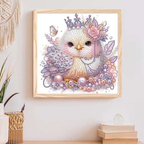 Image of AiYuanzsh 5D Special Shape Diamond Art Kits for Beginners, Diamond Art Kits for Adults Noble Chicken Pattern, Crystal Rhinestones Diamond Painting for Home Wall Decoration Gift 12x12inch