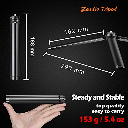 Image of Zeadio Metal Mini Tripod, Desktop Tabletop Stand Tripod with 1 /4 Inch Screw for Smooth 4, Crane Plus, Crane 2, Osmo Mobile, Ronin-S, Vimble 2, Gimbal Handle Grip Stabilizer and All Cameras