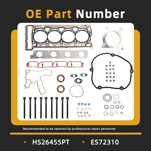 Image of Head Gasket Set with Bolts, 2.0L, for Audi A4, Q5, A6, A3, A5, TT Quattro, for Volkswagen Tiguan CC Eos GTI Beetle Passat, 2008-2013, 2.0L DOHC Turbocharged, HS26455PT ES72310(64pcs)
