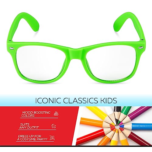 Image of Kids Sunglasses for Boys Girls Age 3-12 Classic Children Sun Glasses UV400 | Fun Colors, Rubberized Frame, UV Protection Shatterproof Lens, Square Kids Toddler Shades for Beach, Travel, Everyday