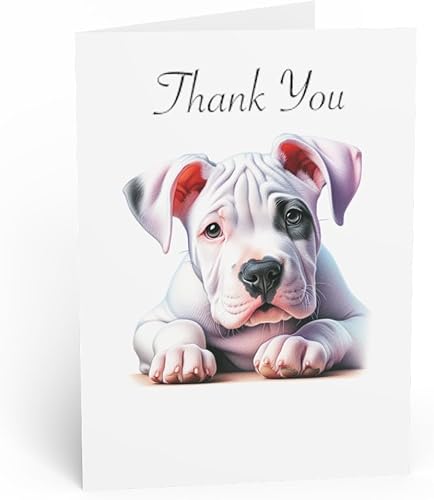 Greeting CardNote Card -Dogo Argentino Puppy Colored Pencil Drawing Birthday - PACK of 1
