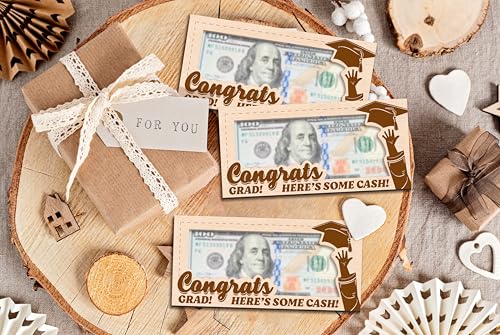 Wooden Graduation Money Holder, Happy Graduation Gifts For Friends Graduates Boys Girls, Cash Holder Envelope Congratulations Gifts, Congrats Grad Here's Some Cash -054